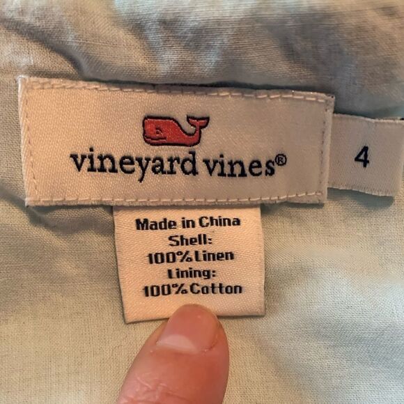 Vineyard Vines embroidered 100% linen shift dress. Size 4 - Picture 5 of 11